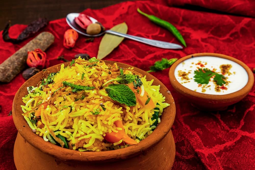 Fresh raita served on the side